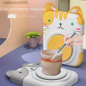 Kitchens Play Food Soft Pottery Clay No-burning No-bake Pottery Machine Electric Turntable Hand-painted Embryonic Pottery Machine Furniture ToysL231026