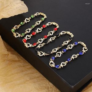 Strand Red Zircon Heart-shaped Bracelet For Women Metal Designer Inspired Charms Jewelry 1 PCS