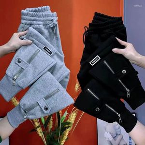 Women's Pants Autumn Winter Women Add Velvet Elastic Waist Zipper Guard Harem Casual Sports Trousers Female