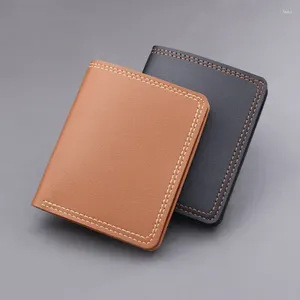 Wallets Men PU Leather Ultra-thin Mini Short Long Holdable Driver's License Unmarked Double Line Trend ID Cards Holders
