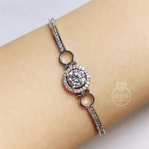 Real Moissanite bracelet 1-2CT lab Diamond Gemstone Adjustable Bangle 925 Silver Wedding Jewelry for Women birthday present Gift292u