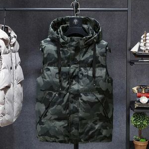 Parka da uomo in piumino invernale da uomo taglie forti 6xl 7xl 8xl 9xl 10xl Parka gilet gilet con cappuccio mimetico giacche senza maniche caldo parka gilet uomo J231026