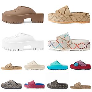 Sandaler Famous Designer Women Tisters Summer Men Shoes Shaped Multicolor Flora Slides Gjuten fotbädd i svart tonalgummisula med präglad