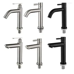 Bathroom Sink Faucets Basin Faucet 1/2Inch 304Stainless Steel Single Cold Water Tap Black Paint Brushed Color Deck Mounted Washbasin