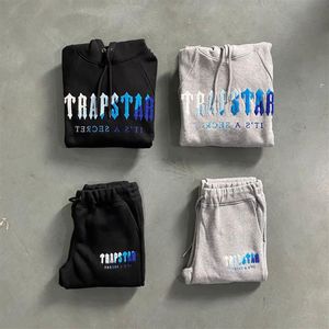 Tracksuits masculinos 23ss homens designer trapstar activewear hoodie chenille conjunto sabores de gelo 2/0 edição 1to1 qualidade superior bordado330k