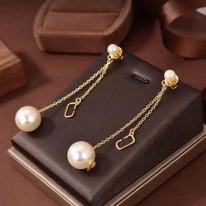 Trend simulation pearl Dangle Chandelier Charm long chain tassel earrings women's fashion earrings310L