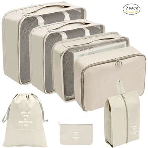 Borse per cosmetici Custodie Set da 7/8 pezzi Borsa da viaggio Custodia impermeabile per bagagli Cubi per imballaggio Pacchetto di lavaggio Abbigliamento Intimo Scarpe Calzino Organizzatore per trucco 231026