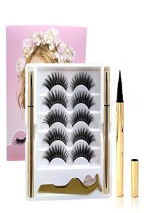 False Eyelashes 5 Pairs Magnetic And Eyeliner Set Natural Fluffy Faux Lashes Eye Whole Cils Naturel Fake Make F8H68900630