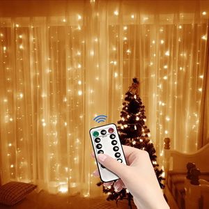 Juldekorationer LED USB Power Remote Control Curtain Fairy Lights Christmas Garland Lights LED String Lights Party Garden Home Wedding Decor 231025