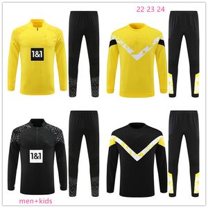 Tifosi 22 23 24 Dort Tute tuta da jogging Bambini Uomo Borussia Pantaloni lunghi Felpa da calcio Tuta da allenamento da calcio Mezza pull Kit tuta da allenamento chandal futbol kids