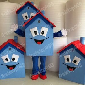 Halloween Blue House Mascot Costume Najwyższej jakości kreskówka Anime Postacie dorośli rozmiar świątecznych imprezie na zewnątrz strój reklamowy