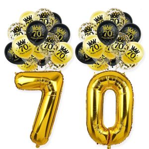 Juldekorationer Happy 70th Birthday Party Decorative Adult 70 år gammal ballong 12 tum latex konfetti nummer folie årsdag leverans 231026