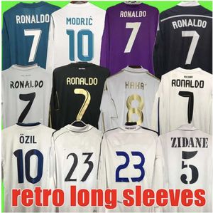 Retro Real Madrids Futbol Forması Uzun Kollu Futbol Gömlekleri Guti Ramos Seedorf Carlos 10 11 12 13 14 15 16 17 Ronaldo Zidane Raul 00 01 02 03 04 05 06 07 Finaller Kaka Kit