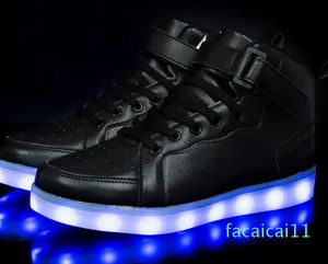 Dress Shoes Mens and Womens High Top Board Childrens Luminous LED Light Mirror Leather Panel Large