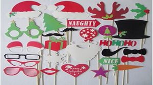 Jul och halloween 28pcslot DIY PO BOOTH PEPS MUSTACHER LIP HAT Antler Gift Stick Christmas Party8792687