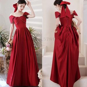 Ethnic Clothing Wedding Bride Qipao Vestidos Engagement Dress Plus Size Toasting Clothes Red Vintage Shoulder Length Evening Party Prom