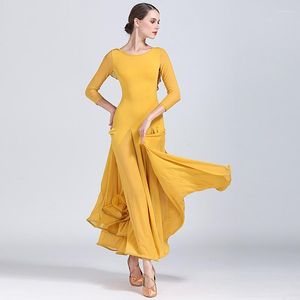 Bühnenkleidung, gelbes Ballsaalkleid, Damentanzkleidung, rot, spanischer Flamenco, Wiener Walzer, Fransen, Tango, Foxtrott