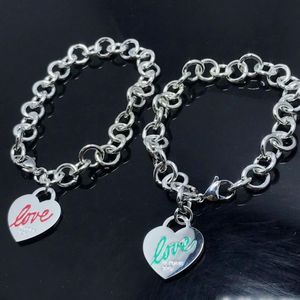 Europe America Fashion Bracelet Women Lady Silver Color Engraved 925 Letter With Heart Tag Pendant Bracelets266i