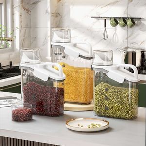 Japan 2.8L Transparent Airtight Grain Jar Plastic Sealed Tank Rice Dry Food Cereal Storage Containers with Measuring Cup