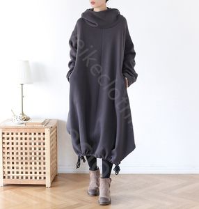 Wintermantel Original Design Hoodie Kleid Lose Plus Size Damen Übergröße Version Kapuzenkragen Schlitz Cape Kleid