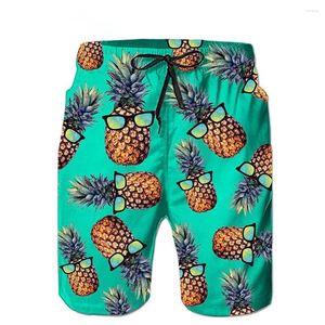 Мужские шорты с забавным ананасом, мужские купальники, пляжная доска для серфинга, спортивная одежда, брюки, купальник, летние трусы, плавки