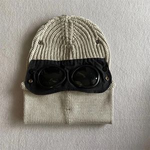 Boinas de invierno Unisex CP gorros de algodón acanalado lente de punto al aire libre mantener sombreros calientes calle Hip Hop punto máscara de esquí gorras para hombres