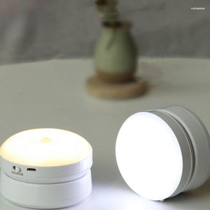 Night Lights LED Light USB Charging Motion Sensor Round Energy-saving Lamps Bedroom Sound/Light Control For Corridor Home Bathroom