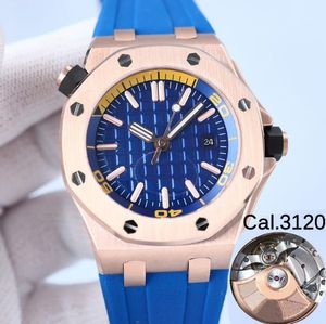 ROSE GOLD MENS Luxury ETA Watch Blue Dial Royaloak Watches Cal.3120 Movement 42mm 15703 904L Rostfritt stål 5 bar vattentät automatiska armbandsur lysande