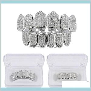 Grillz Dental Body Hip Hop Schmuck Herren Diamant Zähne Persönlichkeit Charms Gold Iced Out Grills Rapper Männer Mode Accessoires Drop 251U