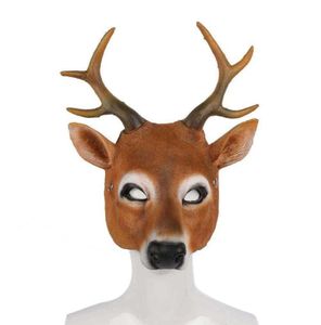 Cosplay Mask Halloween Party Animal Deer Head PU Leather Carnival Cospaly Realistic X08037658935