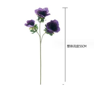 Dekoracyjne kwiaty wieńce ślubne purple 3-główne camellia gałąź producent kwiatów fałszywe zielone rośliny hurtowe dro4d