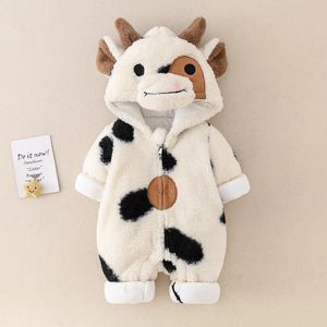 Rompers Noel Güzel İnek Bebek Kız Erkek Erkek Romper Tulumlar Kış Kış Yolcu Onesie Karikatür Çocuk Bodysuit Yumuşak Bebek Hoodie Control 231025