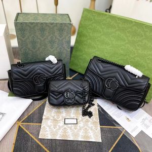 Designer-Umhängetasche Marmont 2 GS Umhängetasche, 3 Größen, Luxus-Handtasche, hochwertige Briefmode, klassische Umhängetasche aus Metall