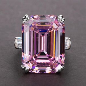 ウェディングリングHuitan Luxury Solitaire Big Rectangle CZ女性リングエンゲージメントイブニングパーティーエレガントな女性ファッションジュエリーギフト232N