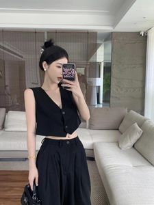 Women's Pants GGB4106 Summer 2023 Fashion Two Piece Set Sweet Cool Short Vest Top Wide Leg Casual