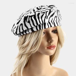 Berets Malerei Künstler Baskenmütze Hüte Für Frauen Mädchen Zebra Kuh Muster Schwarz Weiß Flut Kappe Regisseur Hut Mode Herbst Winter