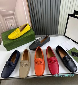 Yellow Blue orange Moccasins Italian Slip On Men Dress Shoes Original Male Office Party Wedding drive Casual Shoes