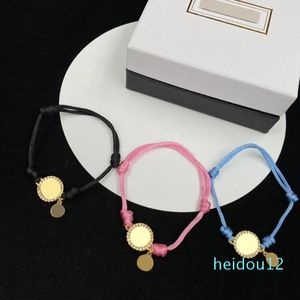 Pulseiras de diamante de anel duplo feminino pequeno wafer charme pulseiras ajustáveis nós pulseira com caixa