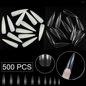 False Nails Extra Long XL Stelitto Nail Tips 500 Pieces 10 Size Half Cover Fake Press On Manicure Set White