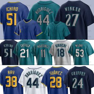 44 Julio Rodriguez Mariners City Connect Baseball Trikots Ken Griffey Jr. Seattle Jarred Kelenic Luis Castillo Ichiro Suzuki Paul Sewald J. P. Crawford