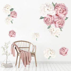 Наклейки на стену пион, роза, цветы, принт, обои, художественные наклейки для детской комнаты, наклейки для украшения интерьера гостиной, 231026