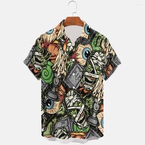 Herren Freizeithemden 3D-gedrucktes Horror-Muster Modedesigner Filmdruck 6XL Tops 2023 Sommerhemd Hawaiianisch Plus Size Kurze Shorts