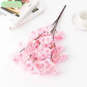 Decorative Flowers Artificial Flower Five Forked Cherry Blossom Branch Home Arrangement Ornaments Wedding Set Decoration