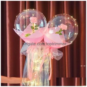 Palloncino Led Luminoso Bouquet di rose Trasparente Bobo Ball Regalo di San Valentino Decorazione festa di compleanno Palloncini Zzf12885 Consegna a goccia Dhufa