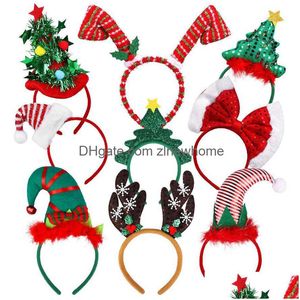 Christmas Decorations L Headbands Xmas Headwear Assorted Santa Claus Reindeer Antlers Snowman Hair Band For Party Access C1110 Drop De Dh2Wj