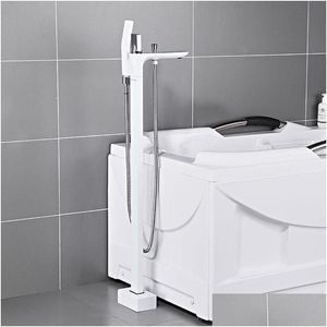 Set doccia per bagno Rubinetto per vasca da bagno a pavimento Finitura manuale Rubinetti miscelatori acqua bianca nera in piedi Waterfl Drop Delivery Home Gar Dhjat