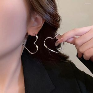 Hoop Earrings Heart Silver Color Set Cute Vintage Stud For Women Circle Adjustable Trendy Fashion Jewerly