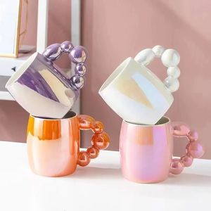 Mugs Colorful Beaded Pearl Ceramic Mug 450ml Nordic Style Coffee Cup Tea Cups Female Water Highend Office 231026