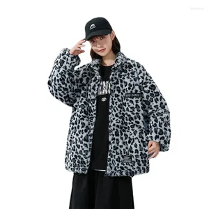 Women's Fur ZXRYXGS Autumn Winter Temperament Trend Loose Imitation Coat Women Jacket Leopard Print Men Couple Stand Neck