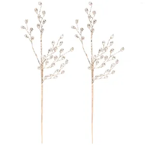 Portacandele 2 pezzi Decorazioni natalizie Rattan Rami di Natale finti Albero per feste Composizione di fiori di bacche artificiali Steli in acrilico Scegli